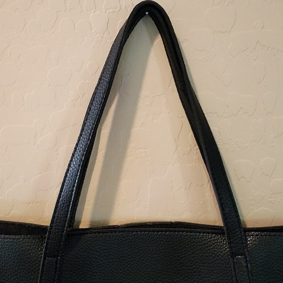 Vince Camuto Black Vegan Leather Purse Luck Tote Computer Shoulder Bag - Picture 8 of 15